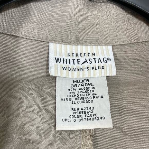 White Stage Women's Plus Size Taupe Floral Jacquard Blazer - Size 18W/20W - Boho - Picture 5 of 7